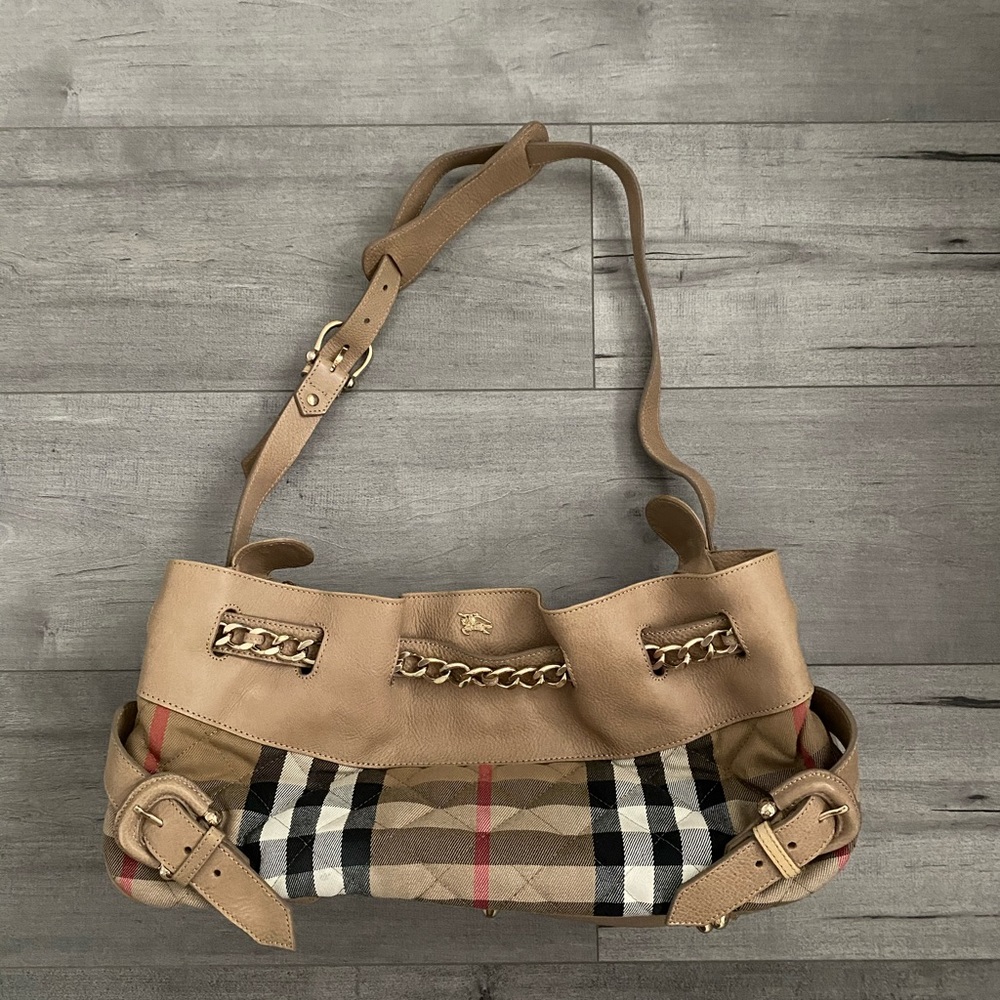 Burberry Margaret House Check Gold Chain Shoulder Bag